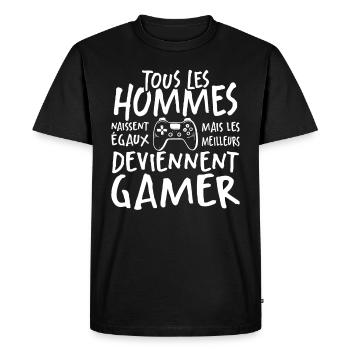 Les Meilleurs Hommes Deviennent Gamer - T-shirt Premium bio Homme - noir - Devant - Nico (187cm)