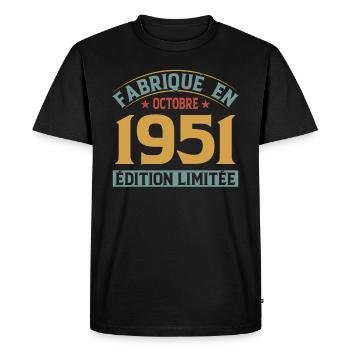 Fabriqué En Octobre 1951 Édition Limitée - T-shirt Premium bio Homme - noir - Devant - Nico (187cm)