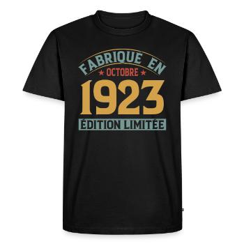 Fabriqué En Octobre 1923 Édition Limitée - T-shirt Premium bio Homme - noir - Devant - Nico (187cm)
