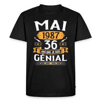 Mai 1987 36 Ans Que Je Suis Génial Anniversaire - T-shirt Premium bio Homme - noir - Devant - Nico (187cm)