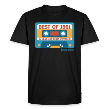 Born in 1961 Vintage Best of '61 - Men's Premium Organic T-Shirt - black - Front - Nico (187cm)