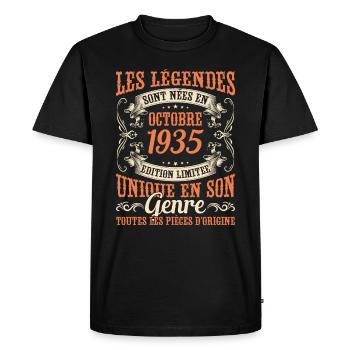 Les Légendes Sont Nées En Octobre 1935 Cadeau - T-shirt Premium bio Homme - noir - Devant - Nico (187cm)