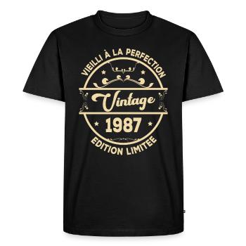 Vintage 1987 Idée Cadeau D Anniversaire Rétro 1987 - T-shirt Premium bio Homme - noir - Devant - Nico (187cm)