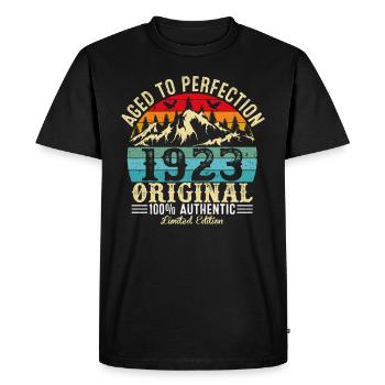 Aged to perfection 1923 Original - Men's Premium Organic T-Shirt - black - Front - Nico (187cm)