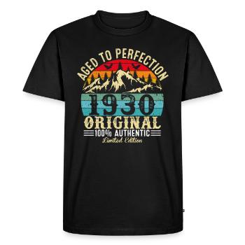 Aged to perfection 1930 Original - Men's Premium Organic T-Shirt - black - Front - Nico (187cm)