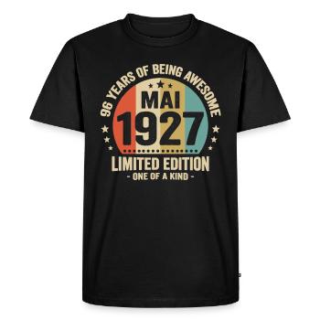 May 1927 96 Years Anniversary Vintage Gift Idea - Men's Premium Organic T-Shirt - black - Front - Nico (187cm)