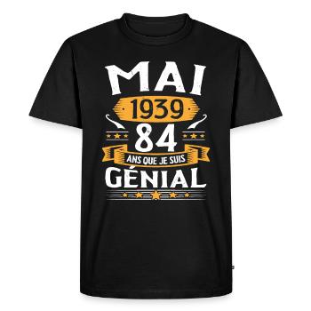 Mai 1939 84 Ans Que Je Suis Génial Anniversaire - T-shirt Premium bio Homme - noir - Devant - Nico (187cm)