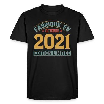 Fabriqué En Octobre 2021 Édition Limitée - T-shirt Premium bio Homme - noir - Devant - Nico (187cm)