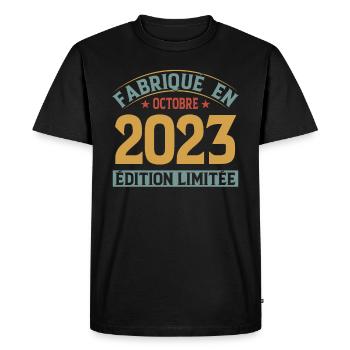 Fabriqué En Octobre 2023 Édition Limitée - T-shirt Premium bio Homme - noir - Devant - Nico (187cm)