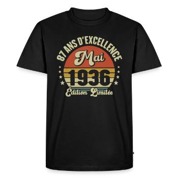 May 1936 87 Years Anniversary Vintage Gift Idea - Men's Premium Organic T-Shirt - black - Front - Nico (187cm)