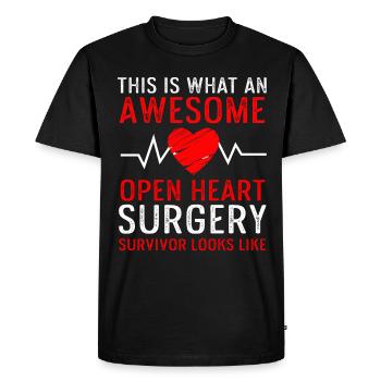 Open Heart Surgery Gift - Men's Premium Organic T-Shirt - black - Front - Nico (187cm)