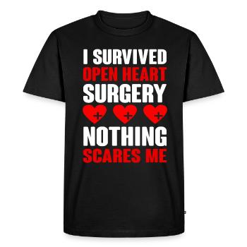 Open Heart Surgery Gift - Men's Premium Organic T-Shirt - black - Front - Nico (187cm)