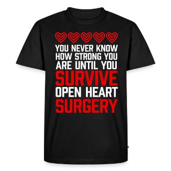 Open Heart Surgery Gift - Men's Premium Organic T-Shirt - black - Front - Nico (187cm)