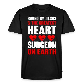 Open Heart Surgery Gift - Men's Premium Organic T-Shirt - black - Front - Nico (187cm)