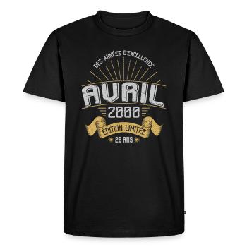 April 2000 23 Years Anniversary Vintage Gift Idea - Men's Premium Organic T-Shirt - black - Front - Nico (187cm)