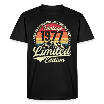Vintage 1977 Limited Edition Birthday Gift - Men's Premium Organic T-Shirt - black - Front - Nico (187cm)
