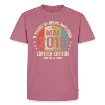 Mai 2015 8 Jahre Jubiläum Vintage Geschenkidee - Männer Premium Bio T-Shirt - Mauve - Vorne - Nico (187cm)