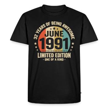 June 1991 32 Years Anniversary Vintage Gift Idea - Men's Premium Organic T-Shirt - black - Front - Nico (187cm)