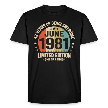 June 1981 42 years anniversary vintage gift idea - Men's Premium Organic T-Shirt - black - Front - Nico (187cm)