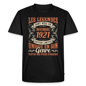 Les Légendes Sont Nées En Novembre 1921 Cadeau - T-shirt Premium bio Homme - noir - Devant - Nico (187cm)