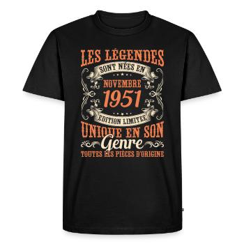 Les Légendes Sont Nées En Novembre 1951 Cadeau - T-shirt Premium bio Homme - noir - Devant - Nico (187cm)