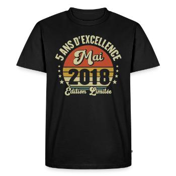 Mai 2018 5 Ans Anniversaire Vintage Idée Cadeau - T-shirt Premium bio Homme - noir - Devant - Nico (187cm)