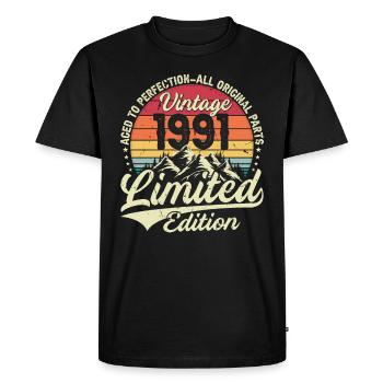 Birth 1991 Born origin 1991 Birthday - Men's Premium Organic T-Shirt - black - Front - Nico (187cm)