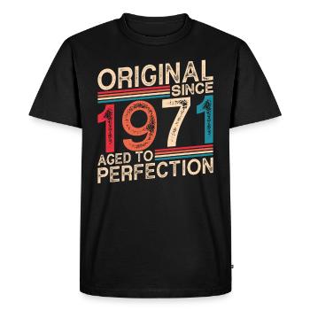Original Depuis 1971 Vieilli À La Perfection - T-shirt Premium bio Homme - noir - Devant - Nico (187cm)