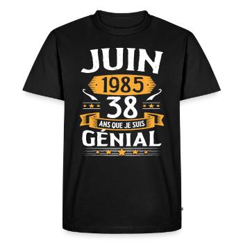 Juin 1985 38 Ans Que Je Suis Génial Anniversaire - T-shirt Premium bio Homme - noir - Devant - Nico (187cm)