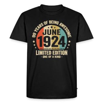 June 1924 99 years anniversary vintage gift idea - Men's Premium Organic T-Shirt - black - Front - Nico (187cm)