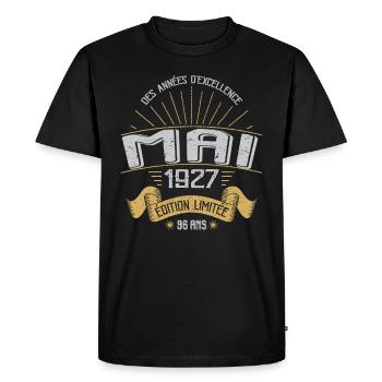 Mai 1927 96 Ans Anniversaire Vintage Idée Cadeau - T-shirt Premium bio Homme - noir - Devant - Nico (187cm)