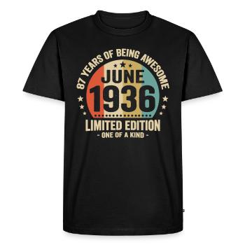 June 1936 87 years old birthday vintage gift idea - Men's Premium Organic T-Shirt - black - Front - Nico (187cm)