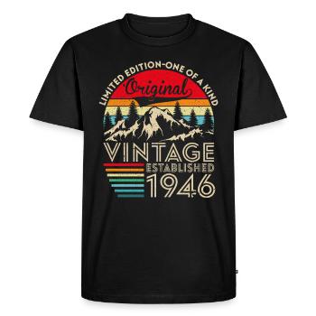 Original vintage established in 1946 anniversary - Men's Premium Organic T-Shirt - black - Front - Nico (187cm)