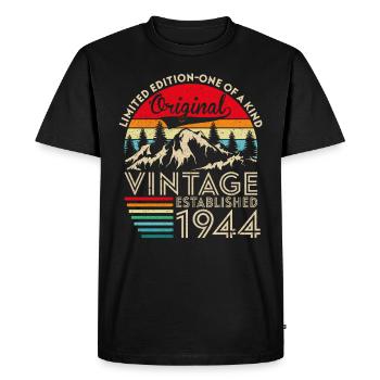 Original vintage established in 1944 anniversary - Men's Premium Organic T-Shirt - black - Front - Nico (187cm)