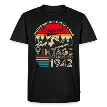Original vintage established in 1942 anniversary - Men's Premium Organic T-Shirt - black - Front - Nico (187cm)