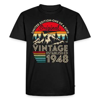 Original vintage established in 1948 anniversary - Men's Premium Organic T-Shirt - black - Front - Nico (187cm)