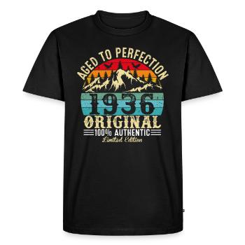 Aged to perfection 1936 original - Men's Premium Organic T-Shirt - black - Front - Nico (187cm)
