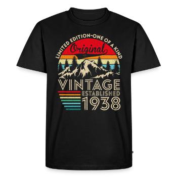Original vintage established in 1938 anniversary - Men's Premium Organic T-Shirt - black - Front - Nico (187cm)