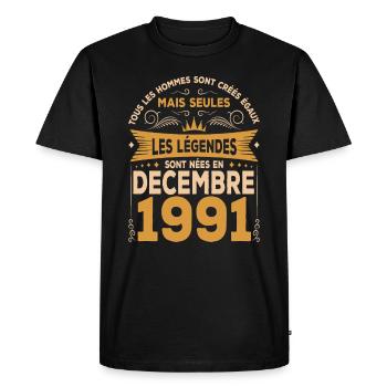 Les Légendes Sont Nées En Décembre 1991 - T-shirt Premium bio Homme - noir - Devant - Nico (187cm)
