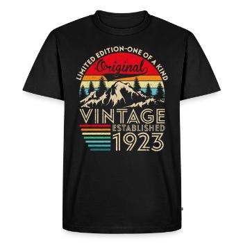 Original vintage established in 1923 anniversary - Men's Premium Organic T-Shirt - black - Front - Nico (187cm)