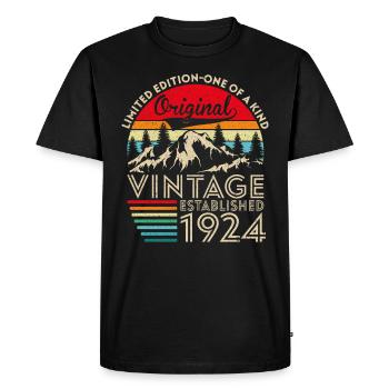 Original Vintage Établi En 1924 Anniversaire - T-shirt Premium bio Homme - noir - Devant - Nico (187cm)