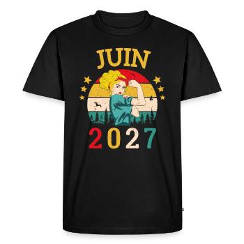 Juin 2027 Anniversaire Vintage Happy Birthday - T-shirt Premium bio Homme - noir - Devant - Nico (187cm)