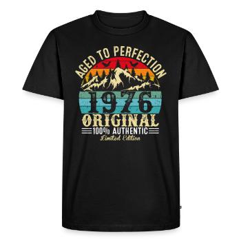 Aged to perfection 1976 original - Men's Premium Organic T-Shirt - black - Front - Nico (187cm)