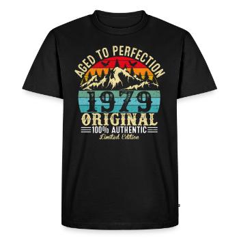 Aged to perfection 1979 Original - Men's Premium Organic T-Shirt - black - Front - Nico (187cm)