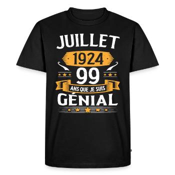 Juillet 1924 99 Ans Que Je Suis Génial Cadeau - T-shirt Premium bio Homme - noir - Devant - Nico (187cm)