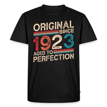 Original since 1923 Aged to perfection - Men's Premium Organic T-Shirt - black - Front - Nico (187cm)