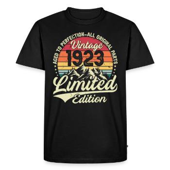 Cadeau D'anniversaire Vintage 1923 Édition Limitée - T-shirt Premium bio Homme - noir - Devant - Nico (187cm)