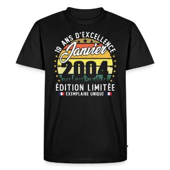 Vintage Cadeau Anniversaire 19 Ans Janvier 2004 - T-shirt Premium bio Homme - noir - Devant - Nico (187cm)