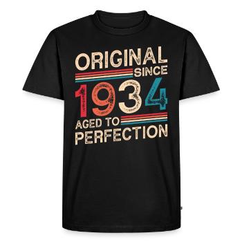 Original since 1934 Aged to perfection - Men's Premium Organic T-Shirt - black - Front - Nico (187cm)