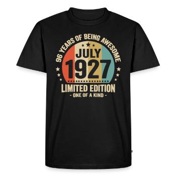 July 1927 96 years anniversary vintage gift - Men's Premium Organic T-Shirt - black - Front - Nico (187cm)